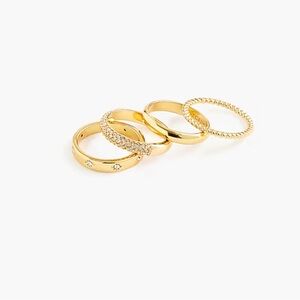Elegant Pave Crystal Gold Ring Set (4) - J Crew Factory